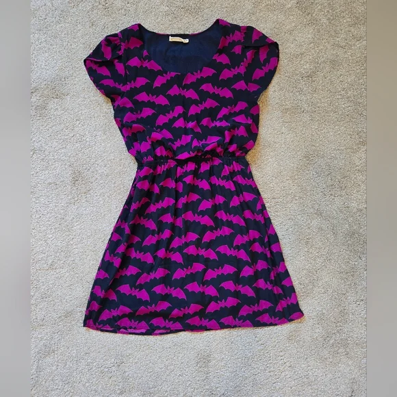 ModCloth/Peach Love California Oh My Gosh Purple Bats A-Line Dress Size M - Picture 4 of 10